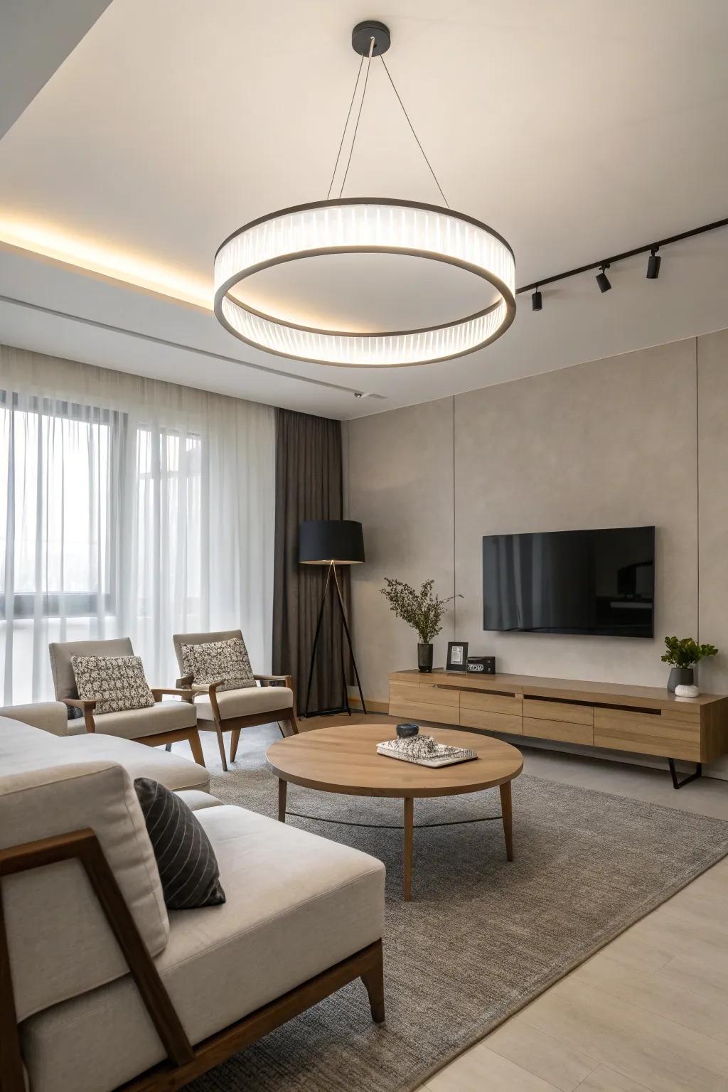 Minimalist lighting offers clean, understated elegance.