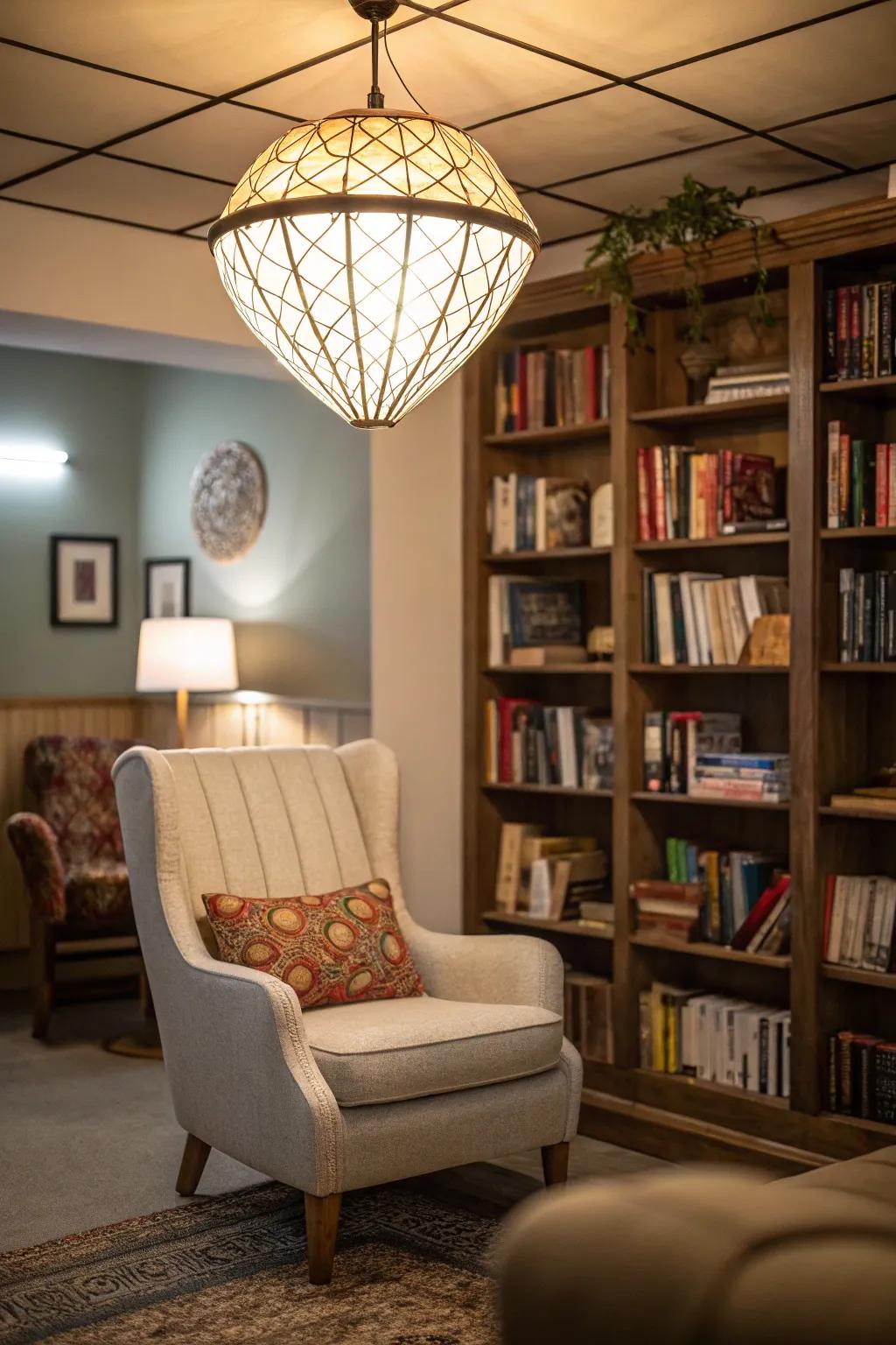 Vintage-inspired lighting adds nostalgic elegance.
