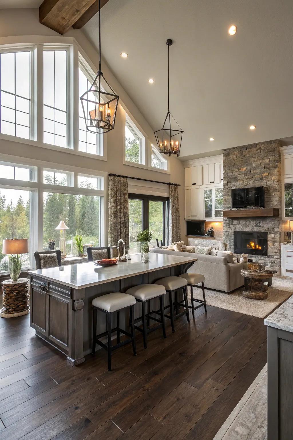 Fusion of modern and traditional design styles.