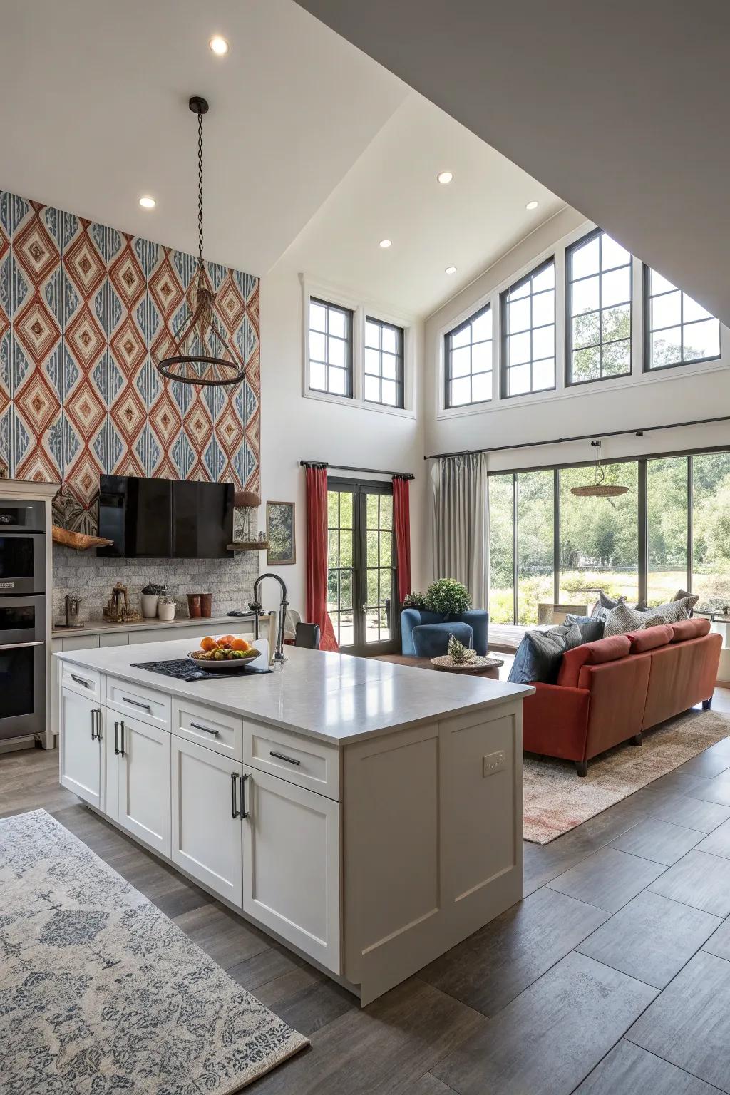 Feature wall adds focus and drama.