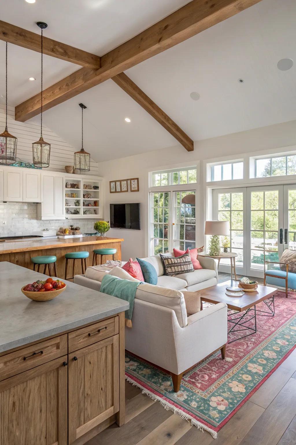 Cohesive color palette enhances flow in open spaces.