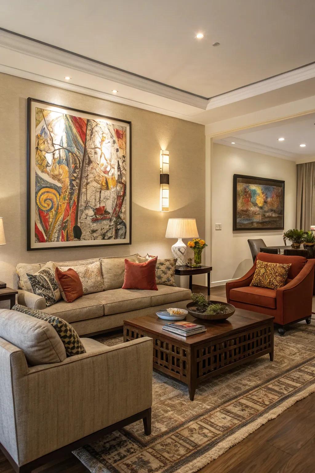 Bold artwork adds character and sparks conversation.