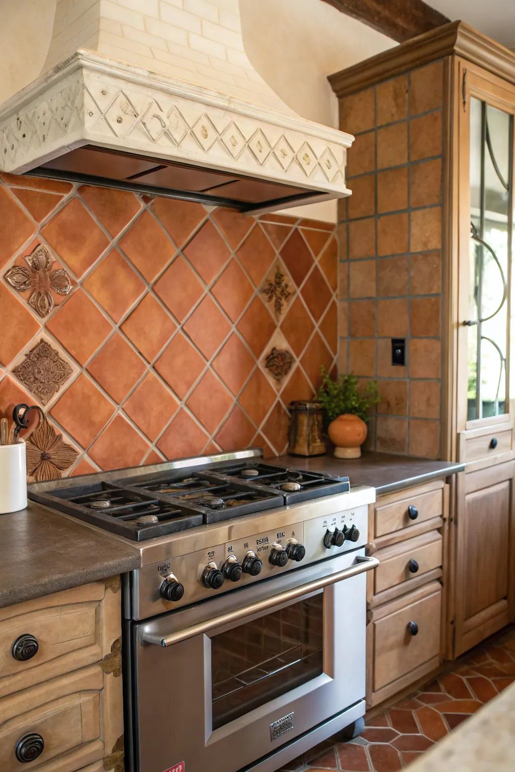 Terracotta tiles radiate warmth and rustic charm.