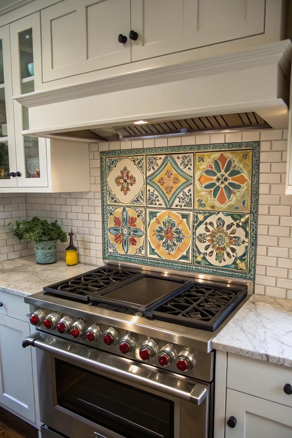 Custom tile murals transform your backsplash into a unique artwork.