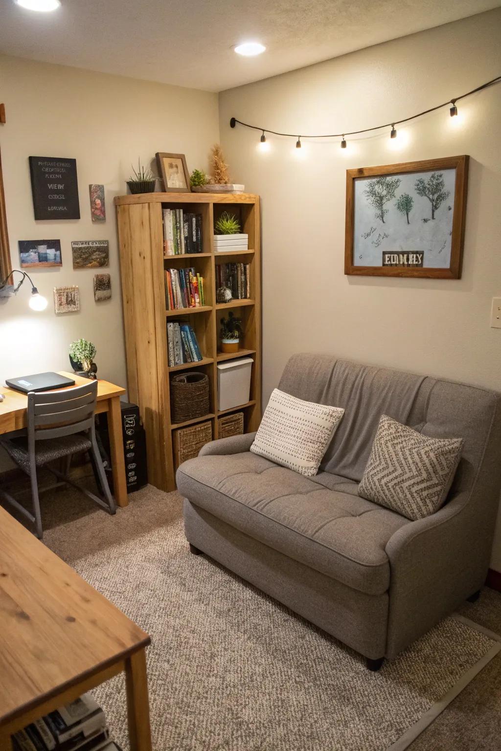 Compact seating maximizes comfort and space.