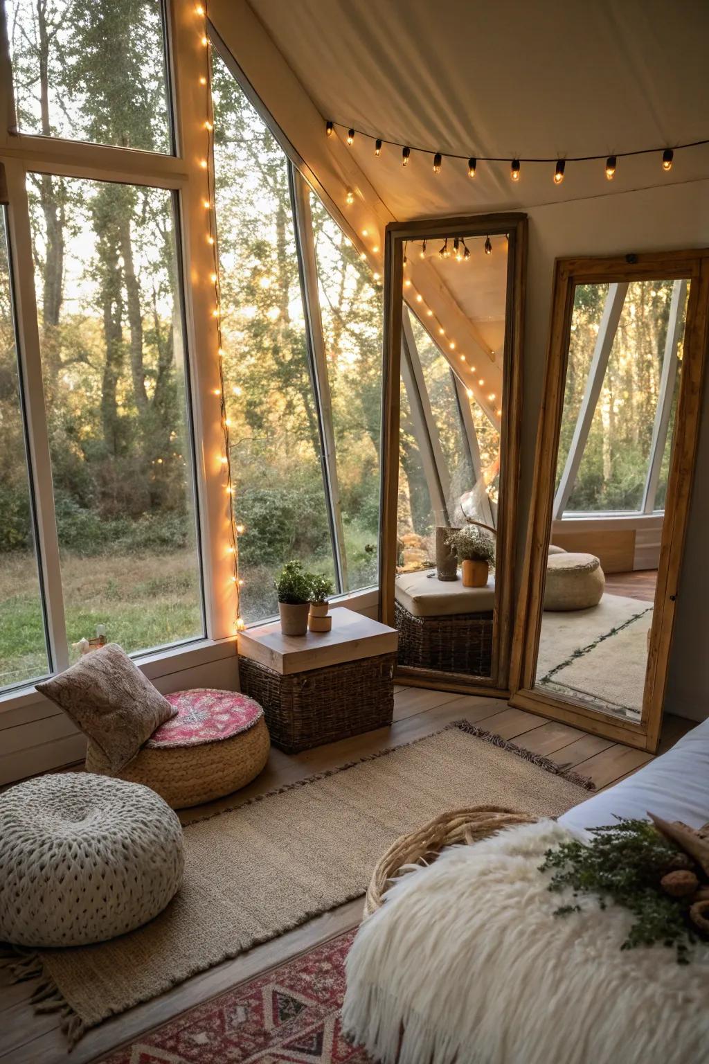 Natural light brightens and enlarges the room.