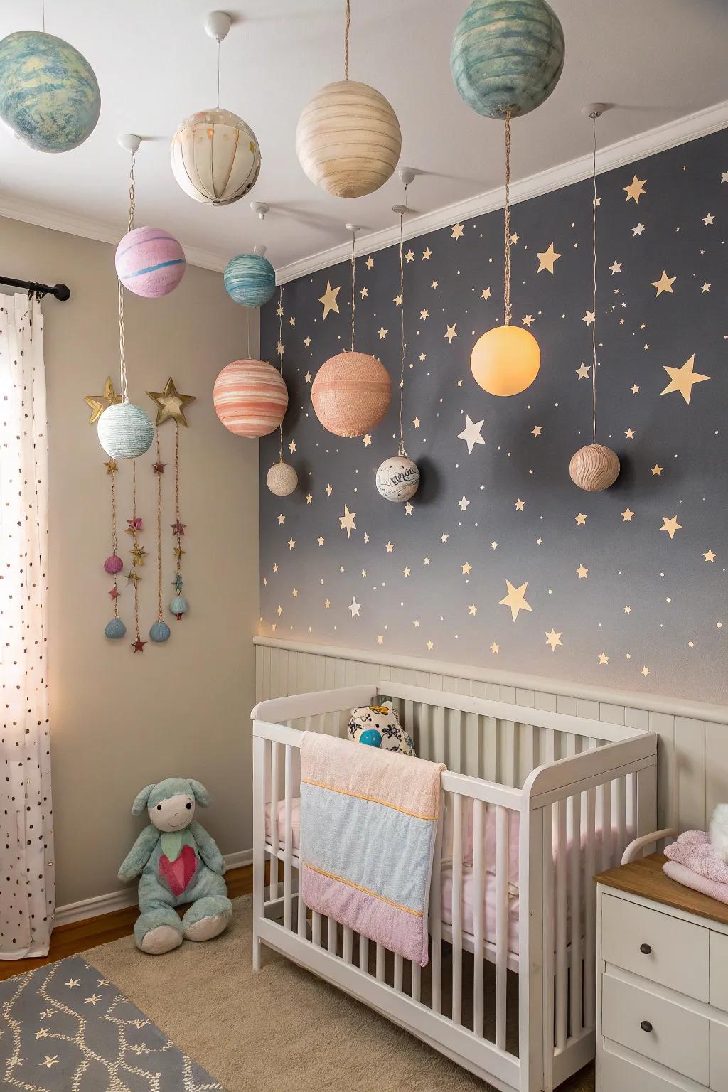 Inspire wonder with a space-themed nursery.