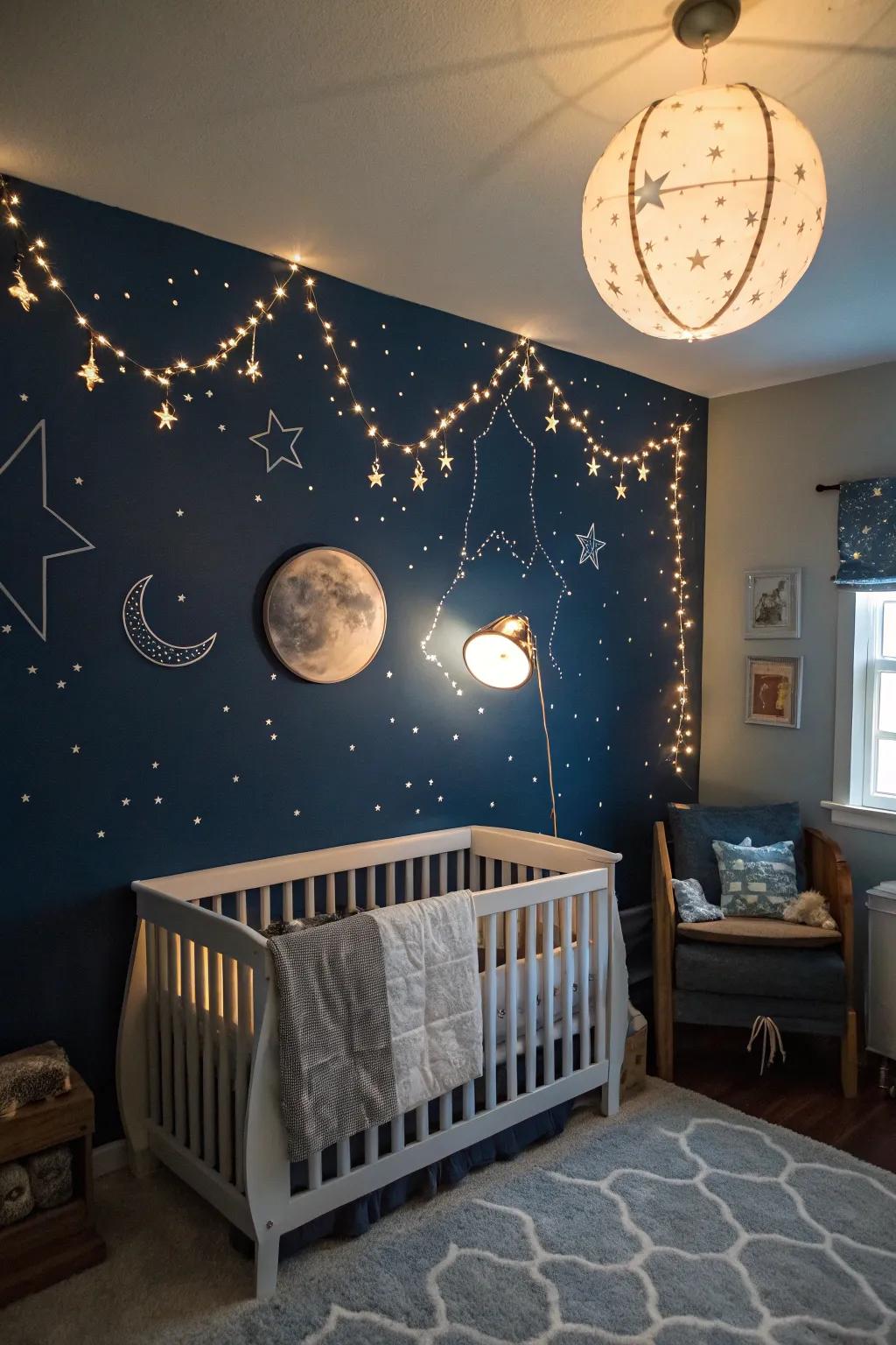 Create a peaceful night sky nursery.