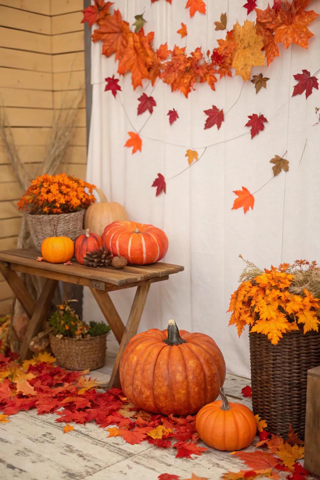 Warm seasonal decor creates a welcoming atmosphere.