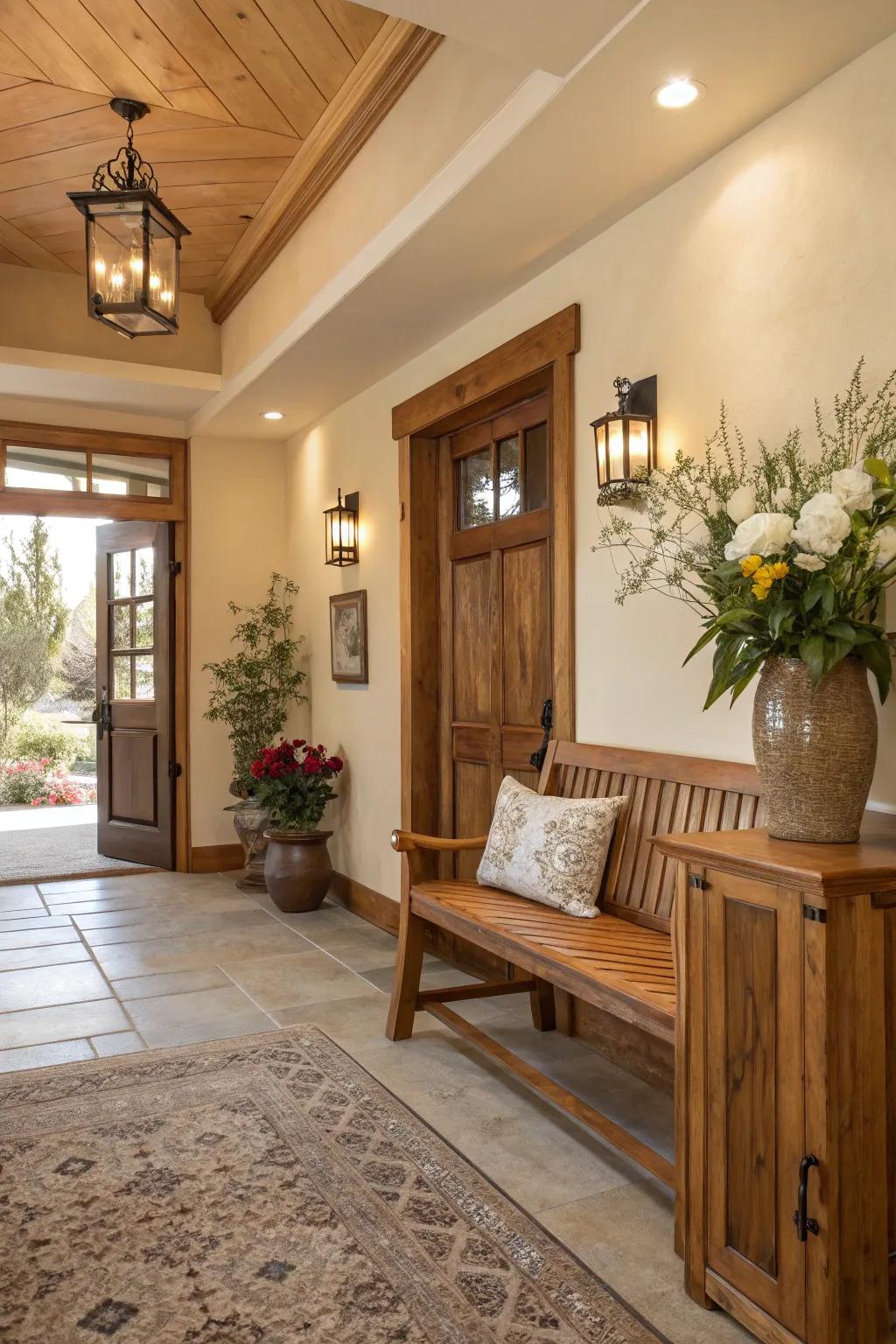 Soft cream tones for a warm entryway.
