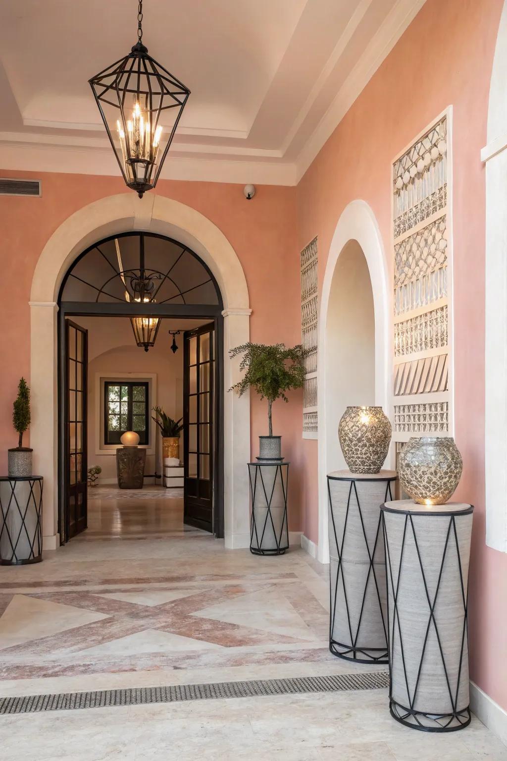 Soft blush tones for elegant entryways.