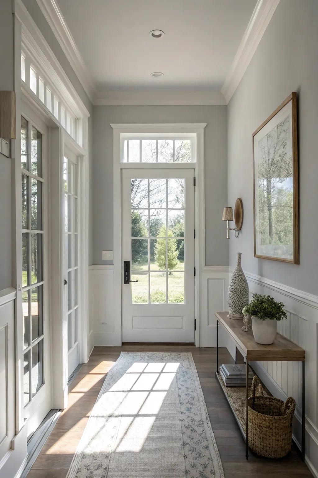 Light gray entryway creating an open feel.