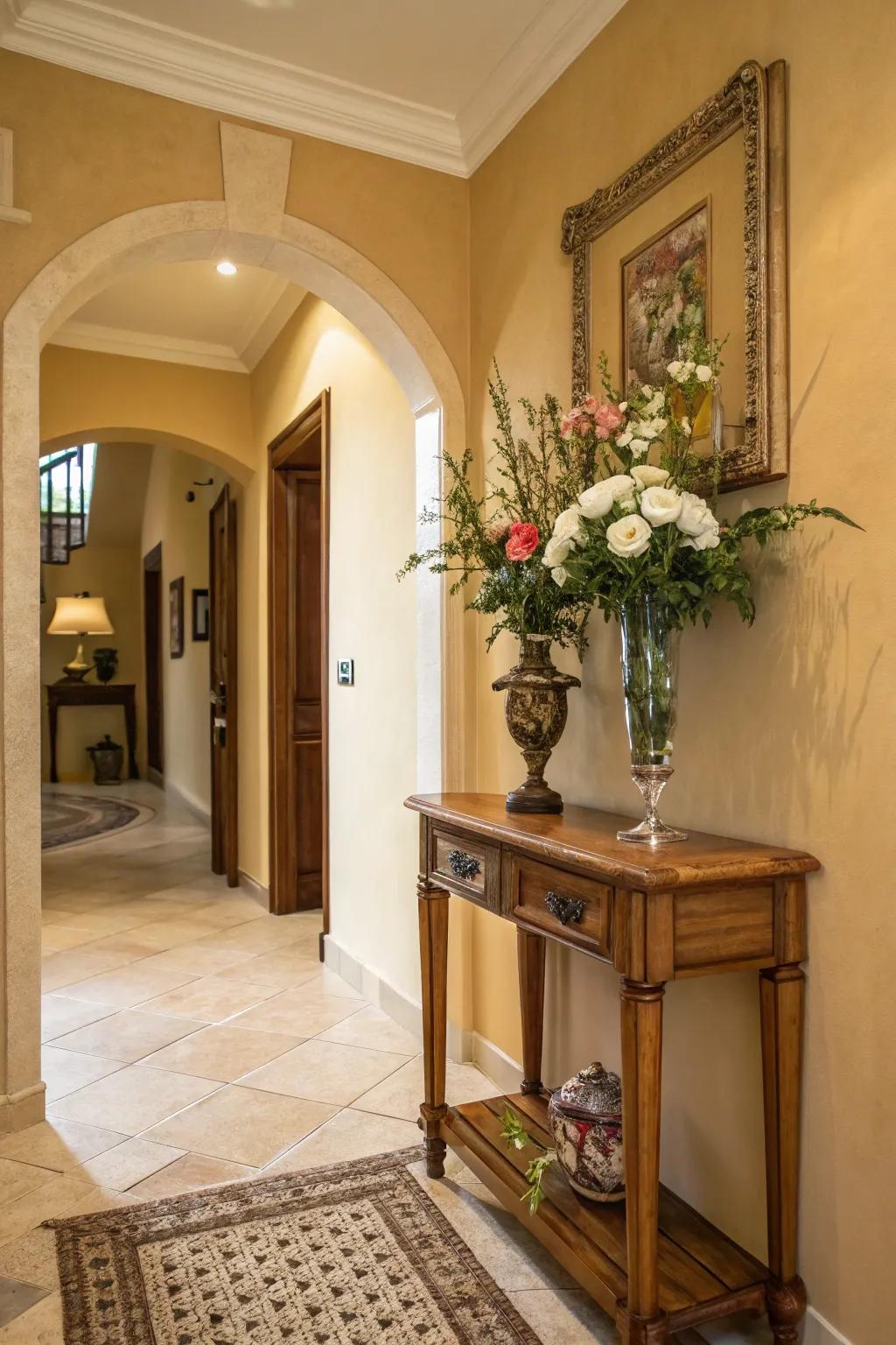 Warm beige entryway for a cozy feel.