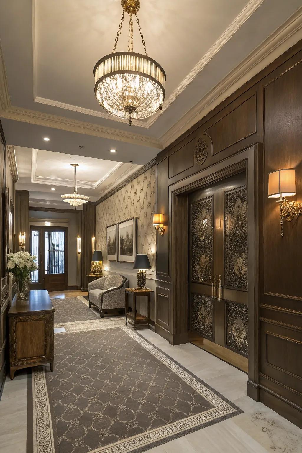 Brown gray entryway for sophisticated style.