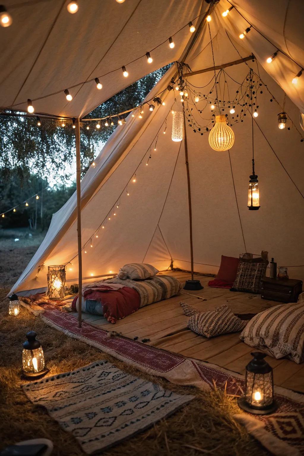 Create a magical atmosphere with ambient lighting.