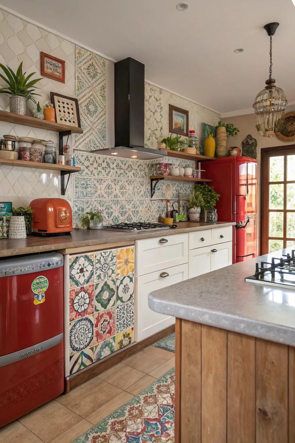 Combining laminate patterns for a unique kitchen look