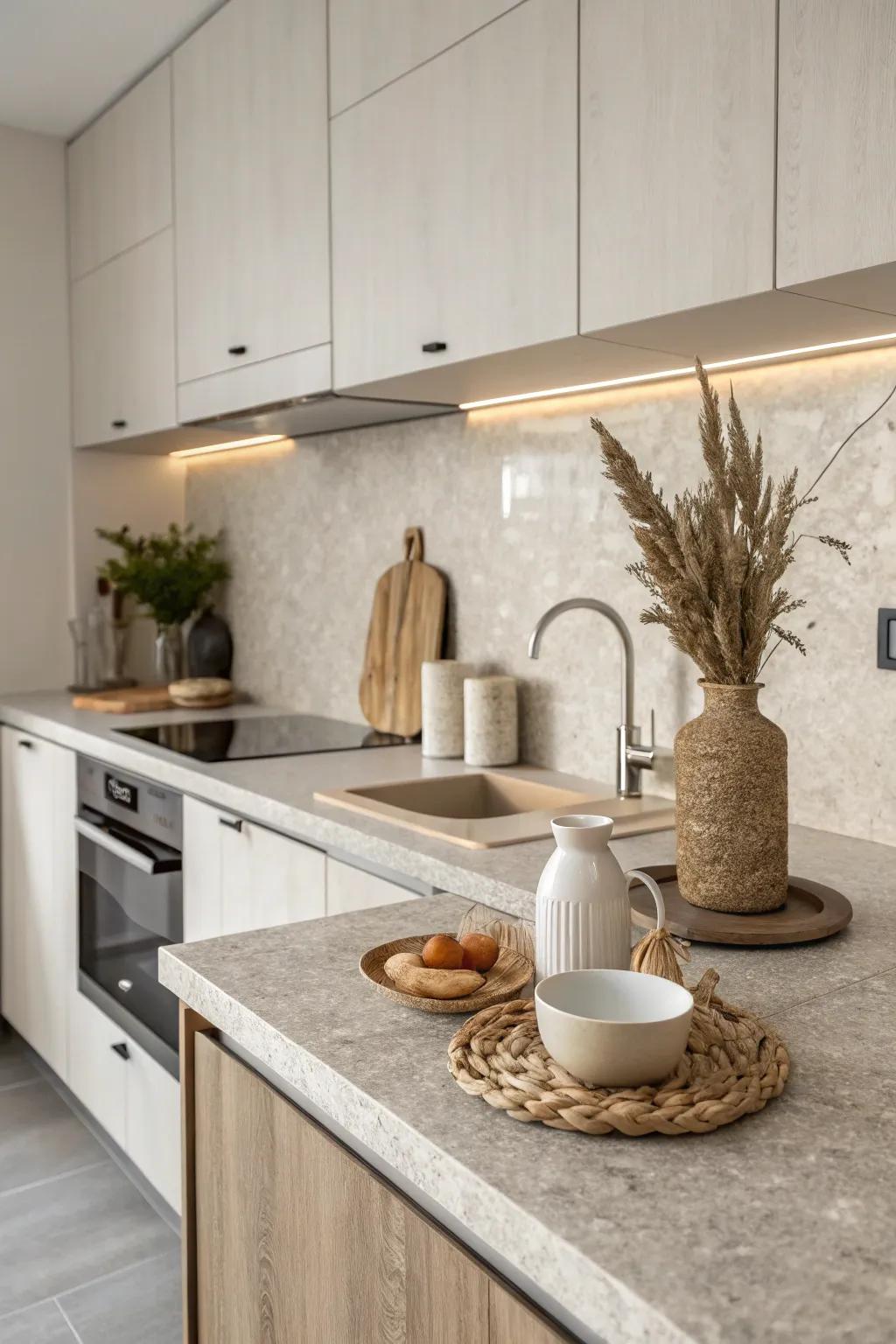 Stone-textured laminate countertops