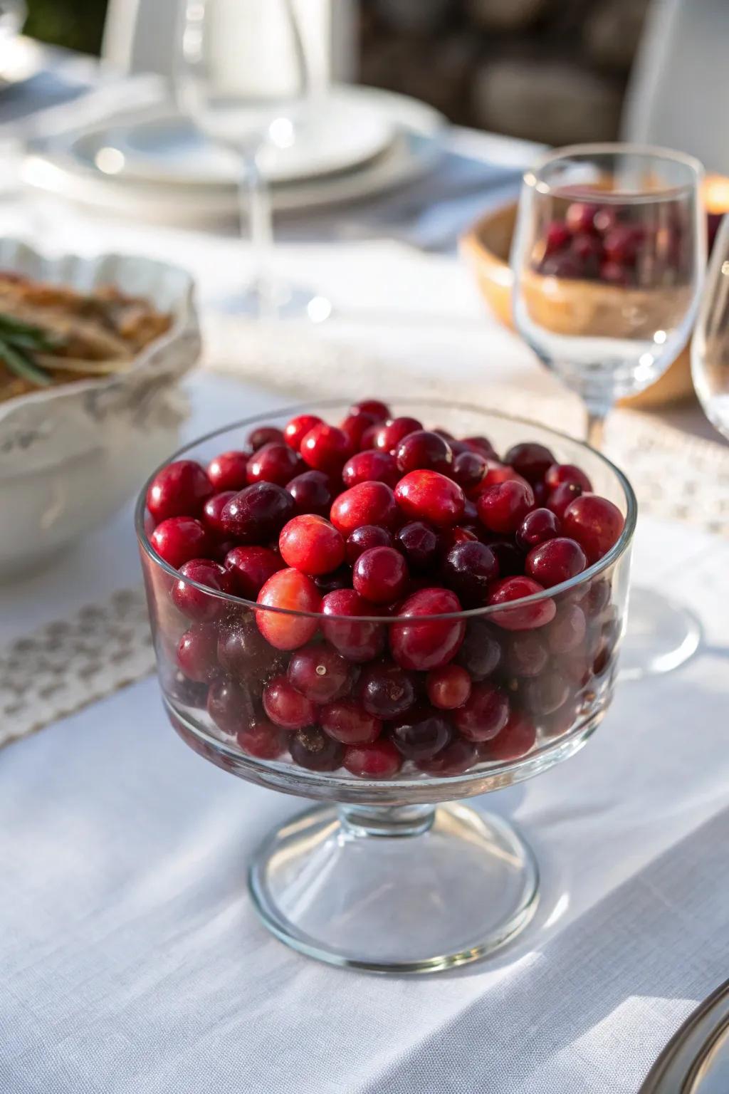 Brighten your decor with fresh or faux cranberries.