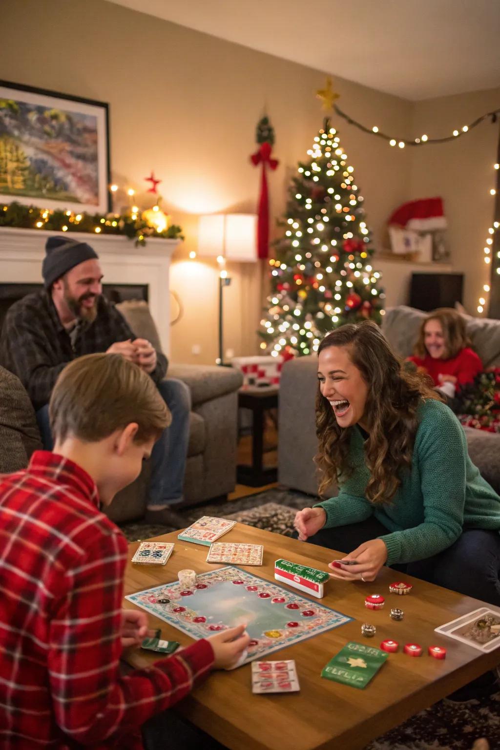 Guests enjoying interactive holiday-themed games.