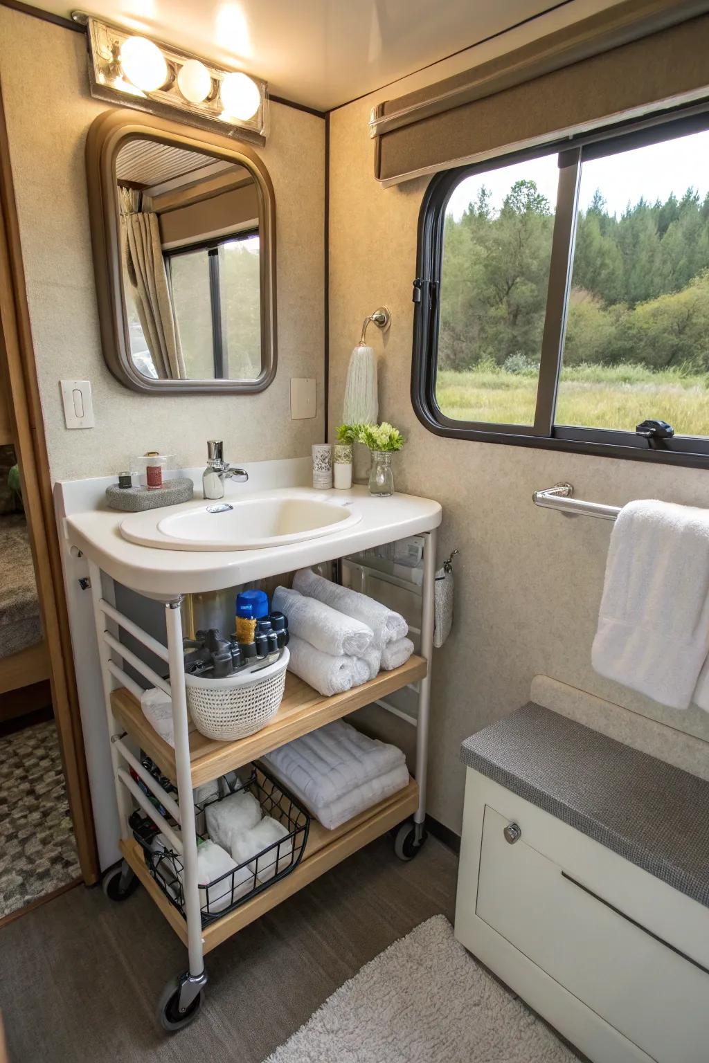 Flexible storage with a slim trolley.