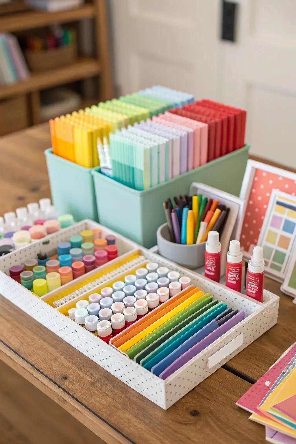 Color-coding adds both organization and visual appeal to your craft room.