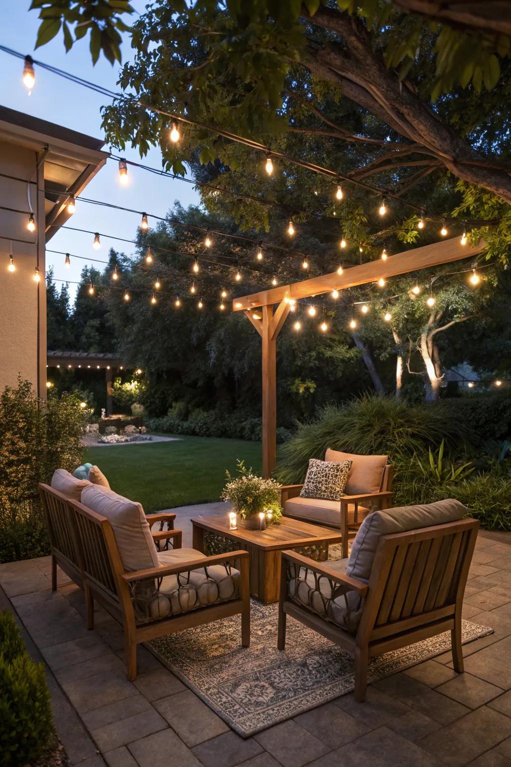 Elevate your outdoor gatherings with cable lighting.