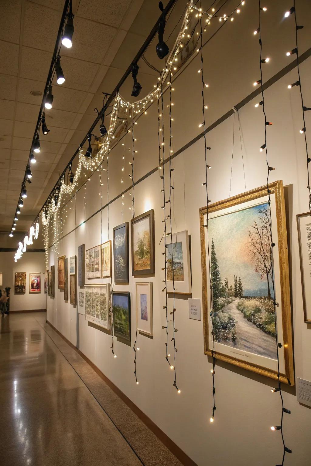 Highlight artwork with adjustable cable lighting.