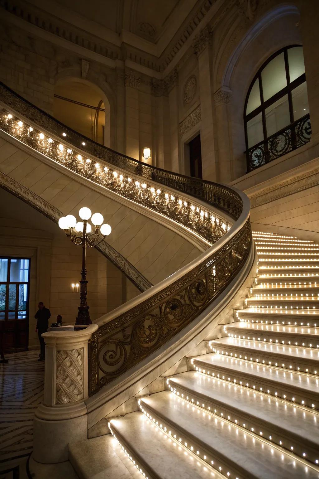 Add visual interest to staircases with bold cable lighting.