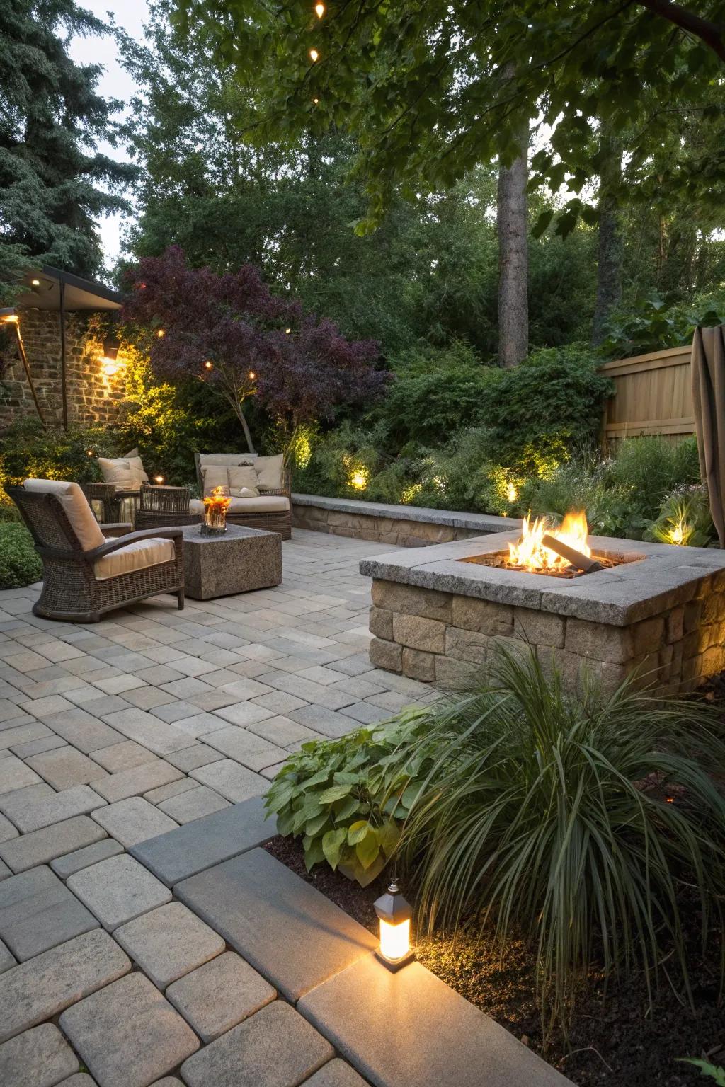 Paver stone flooring adding charm and resilience to the patio.