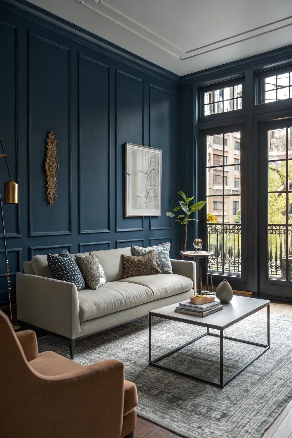 Dark colored walls for depth and drama.