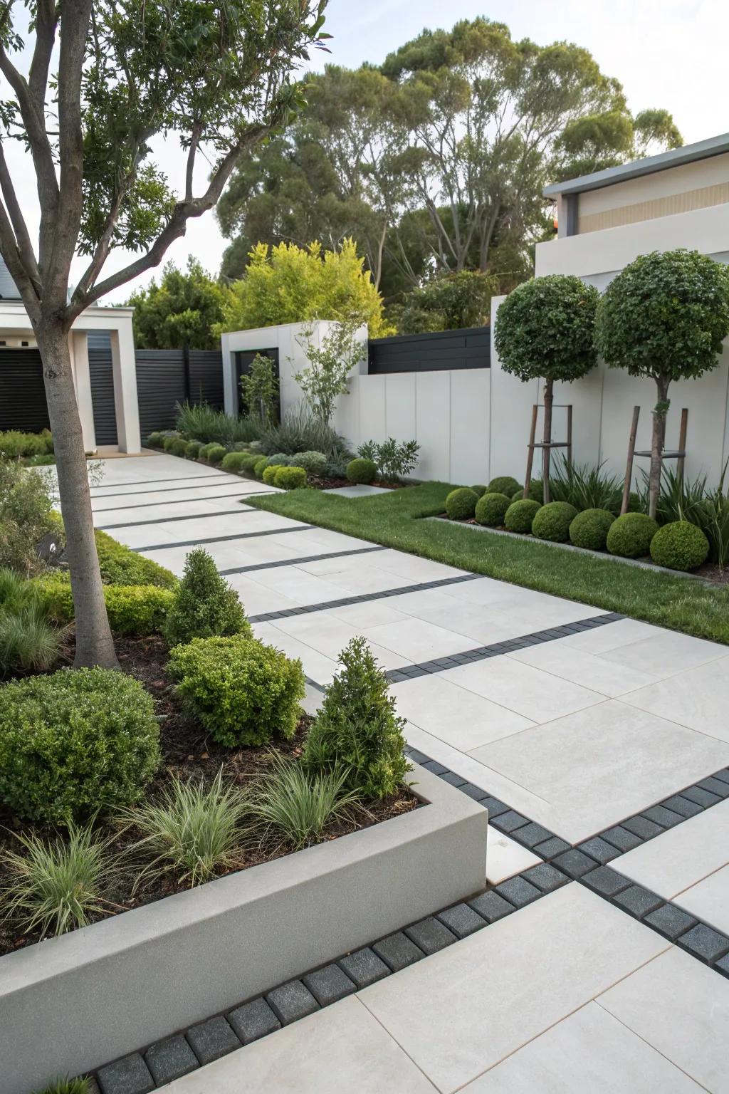 Porcelain pavers offer a sleek and modern aesthetic to your walkway.