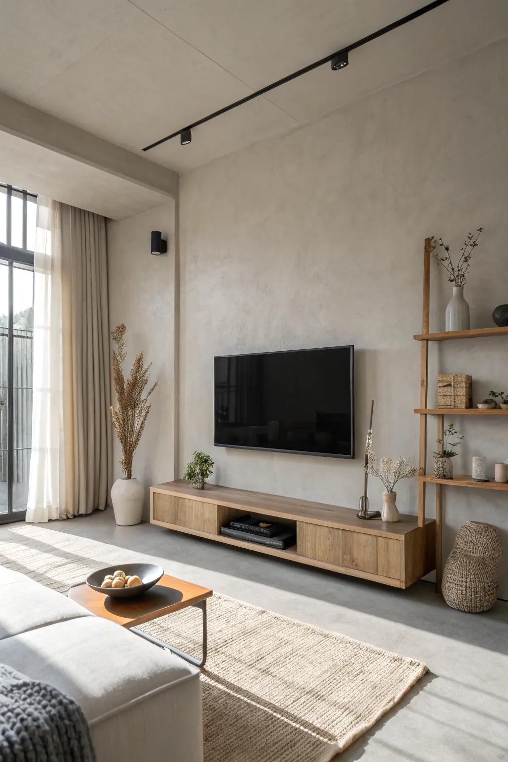 Minimalist decor keeps the TV area streamlined and elegant.