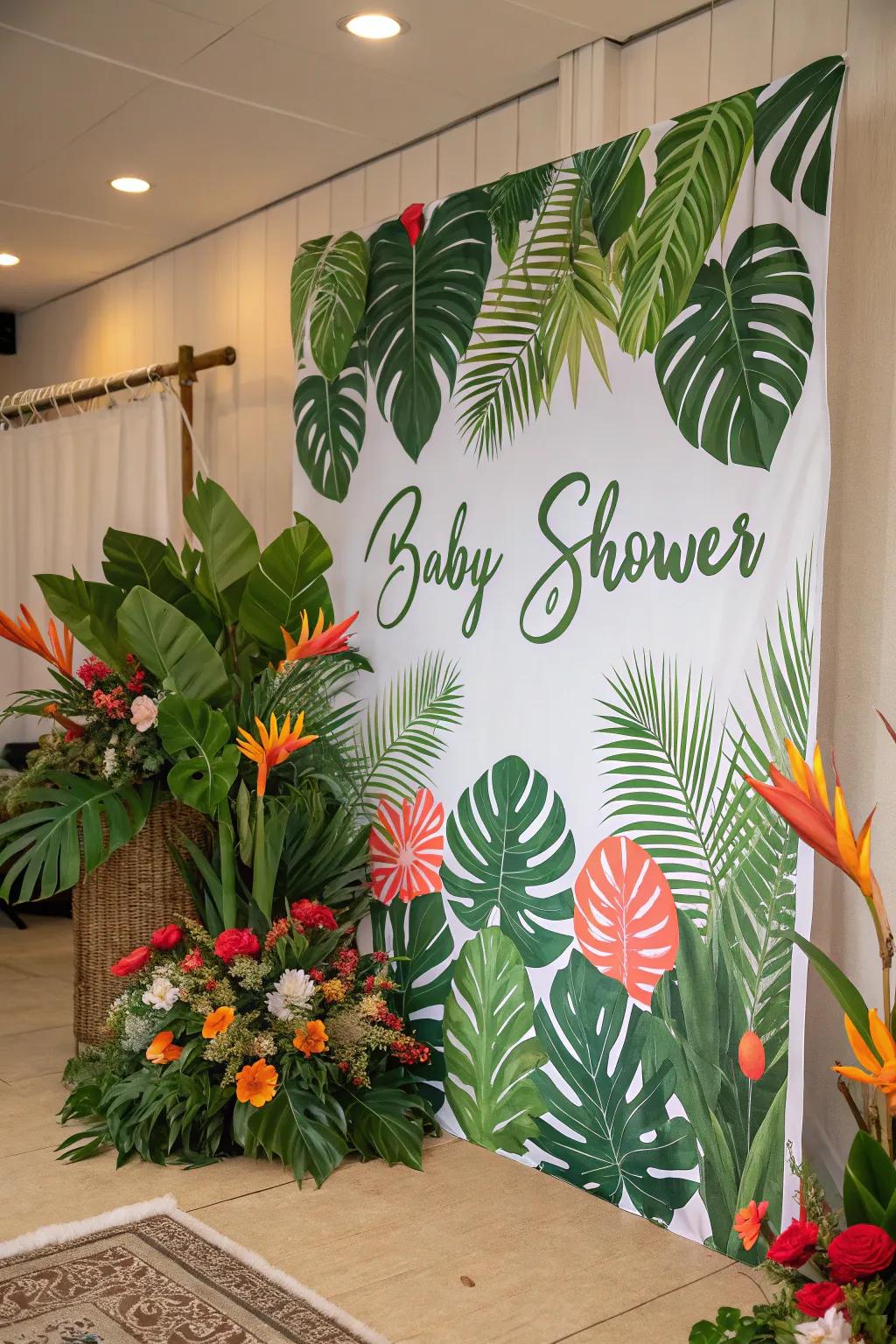 A vibrant tropical foliage backdrop perfect for photos.