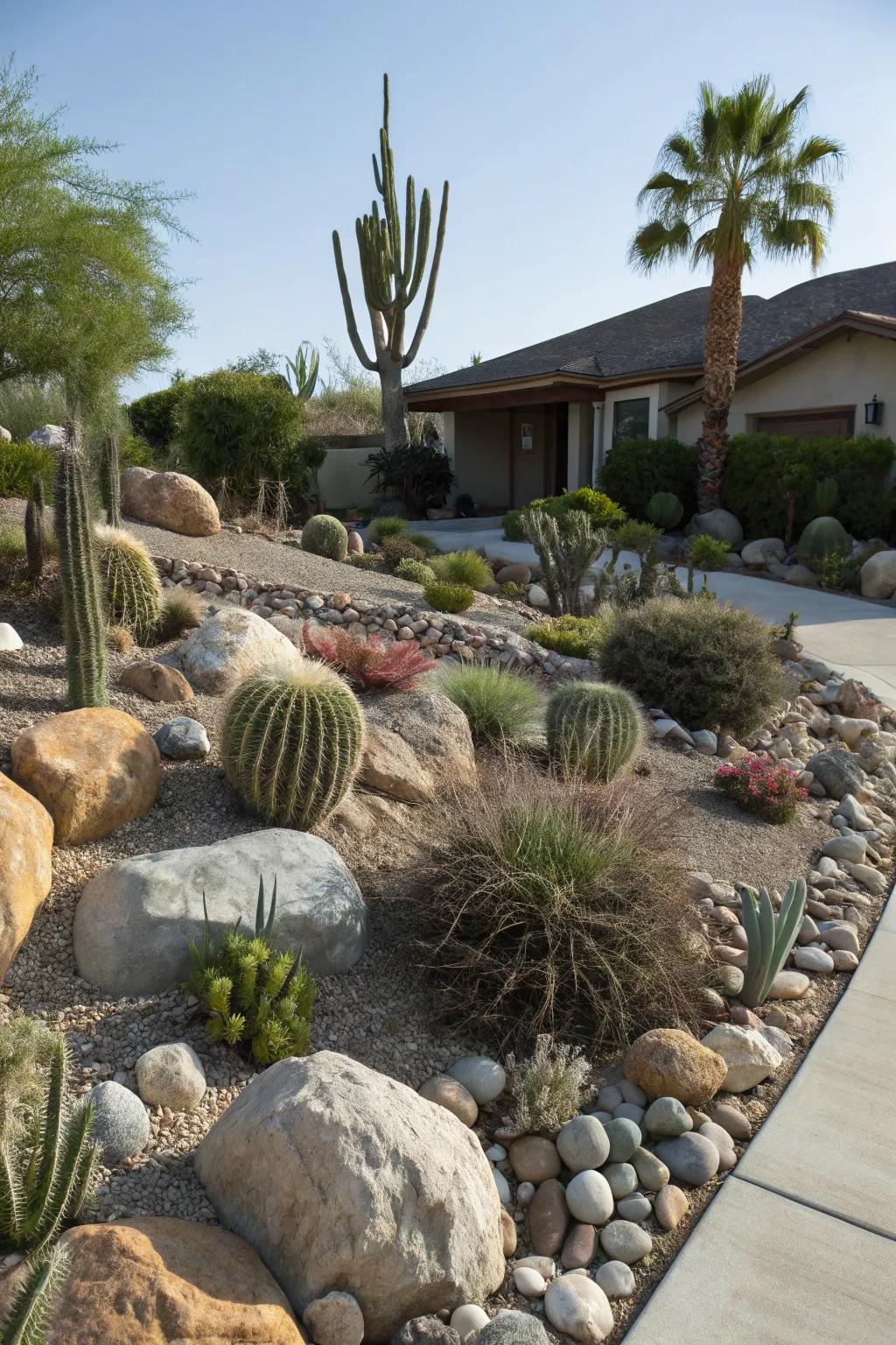 Rock gardens harmonize with desert surroundings effortlessly.