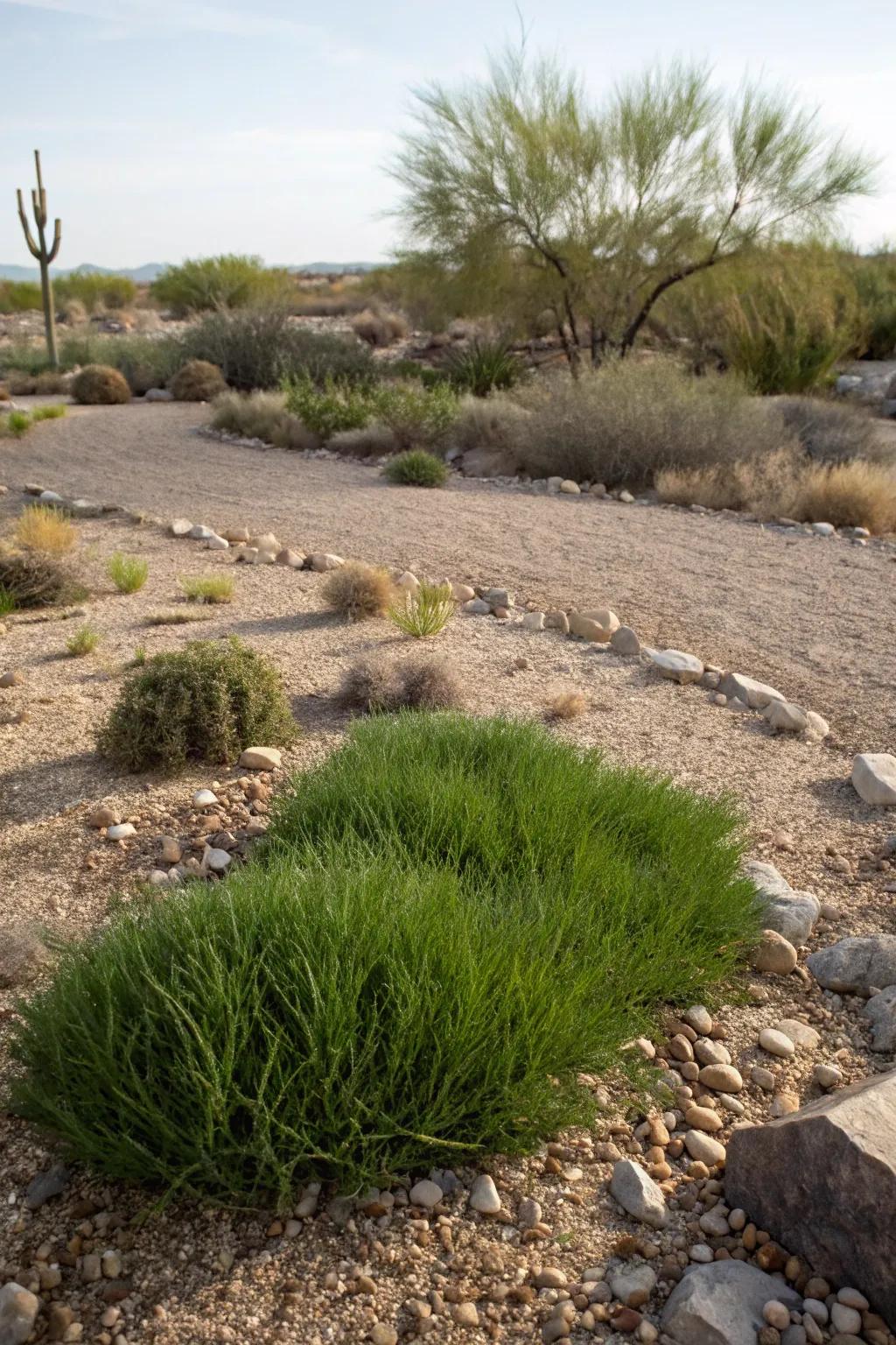 Small grass patches soften the rugged desert landscape.