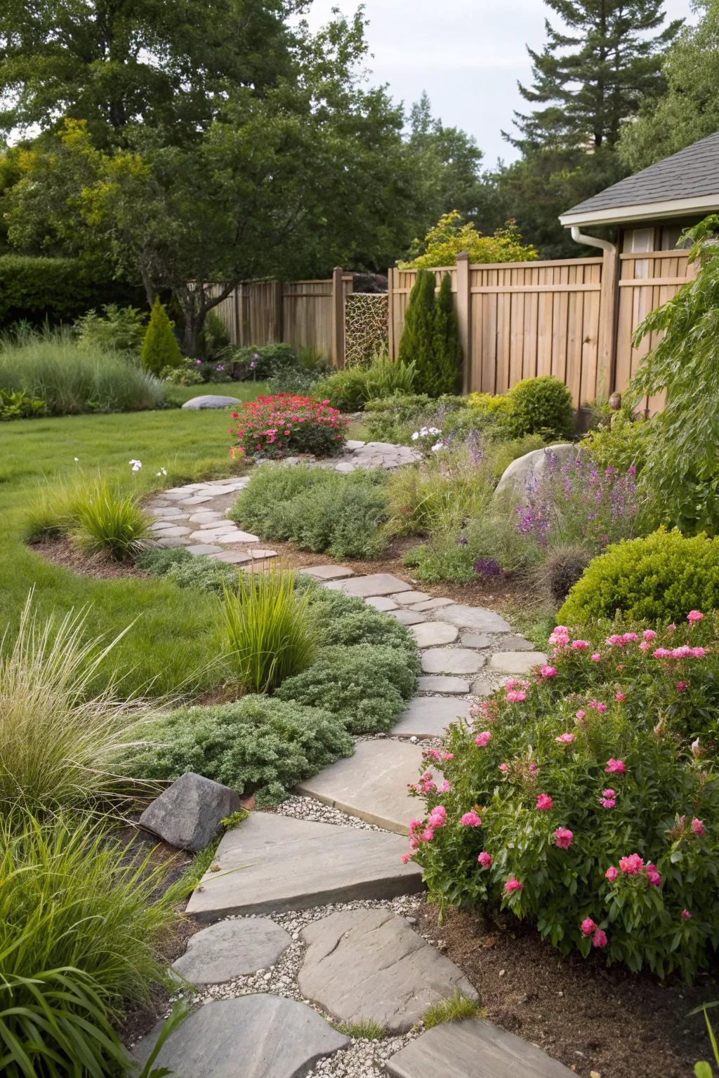 Stone paths invite exploration and add structure to your yard.