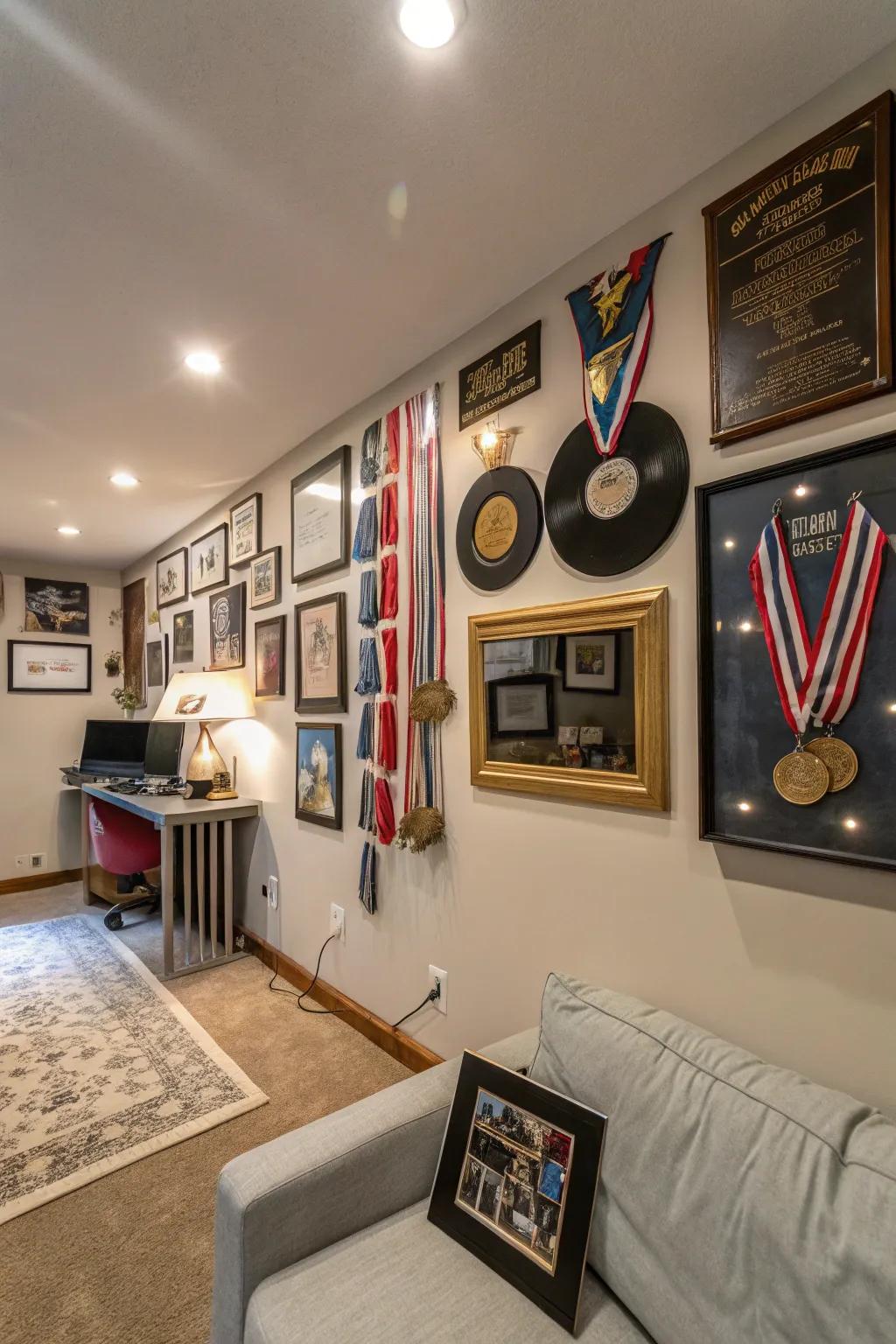 Stay motivated with a wall of personal achievements.