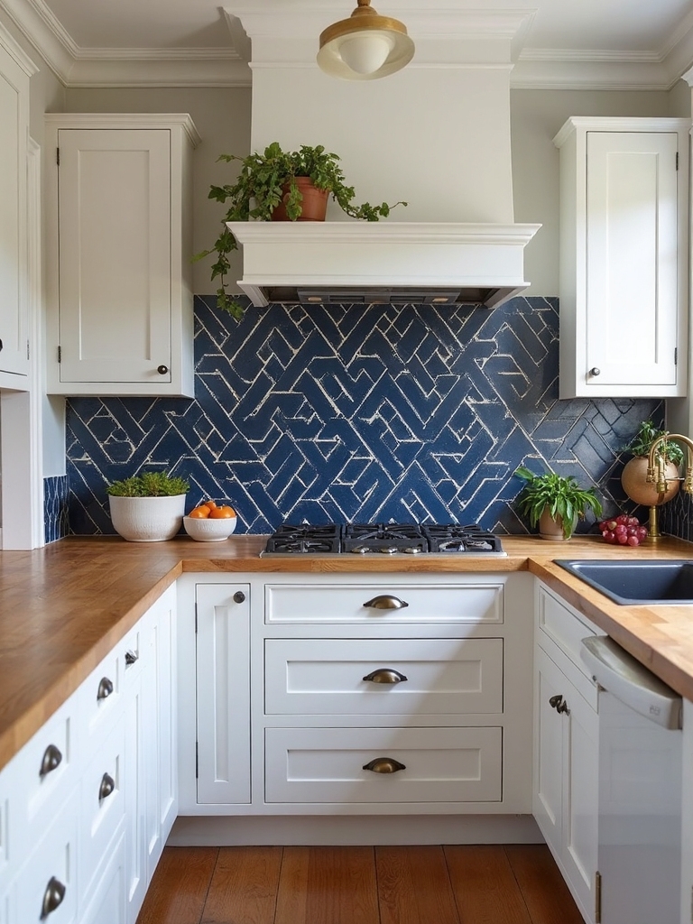 metamorphose kitchen with statement tile backsplash