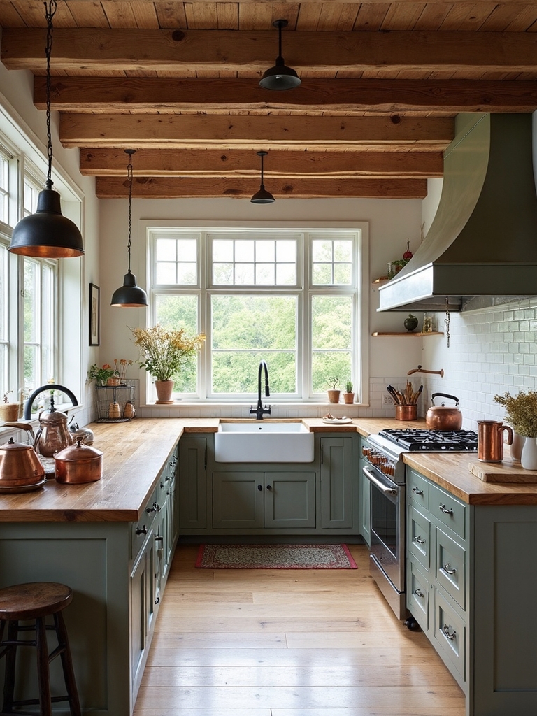 rustic farmhouse kitchen seamless outdoor integration