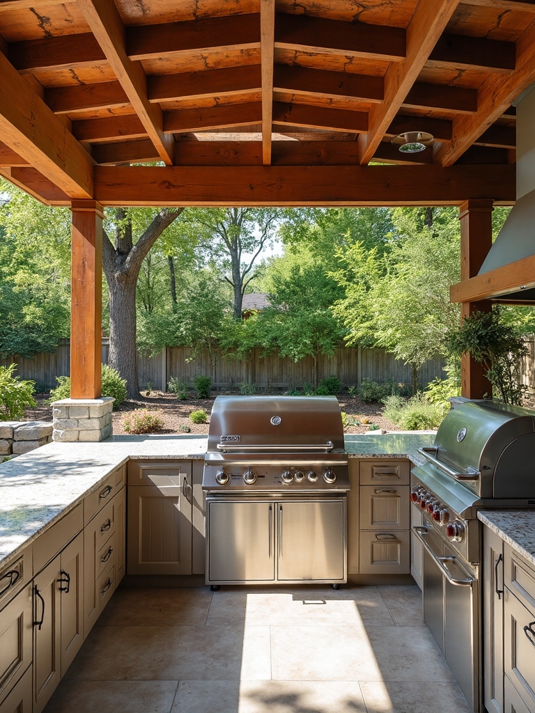 rustic charm modern accents compact outdoor kitchen