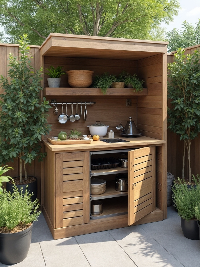 retractable space saving outdoor kitchen solution