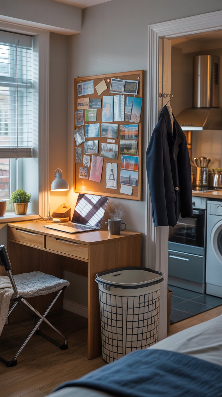 Compact student desk setup