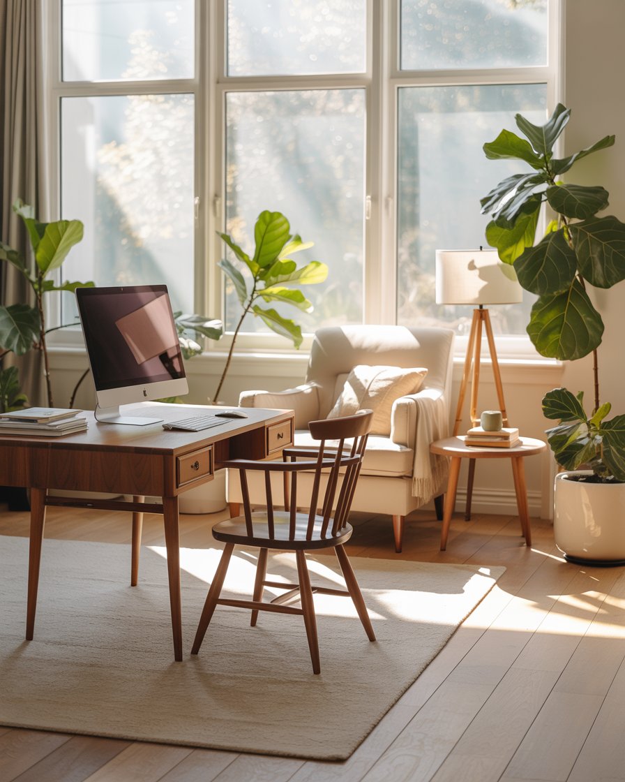 Cozy Home Office with Natural Light