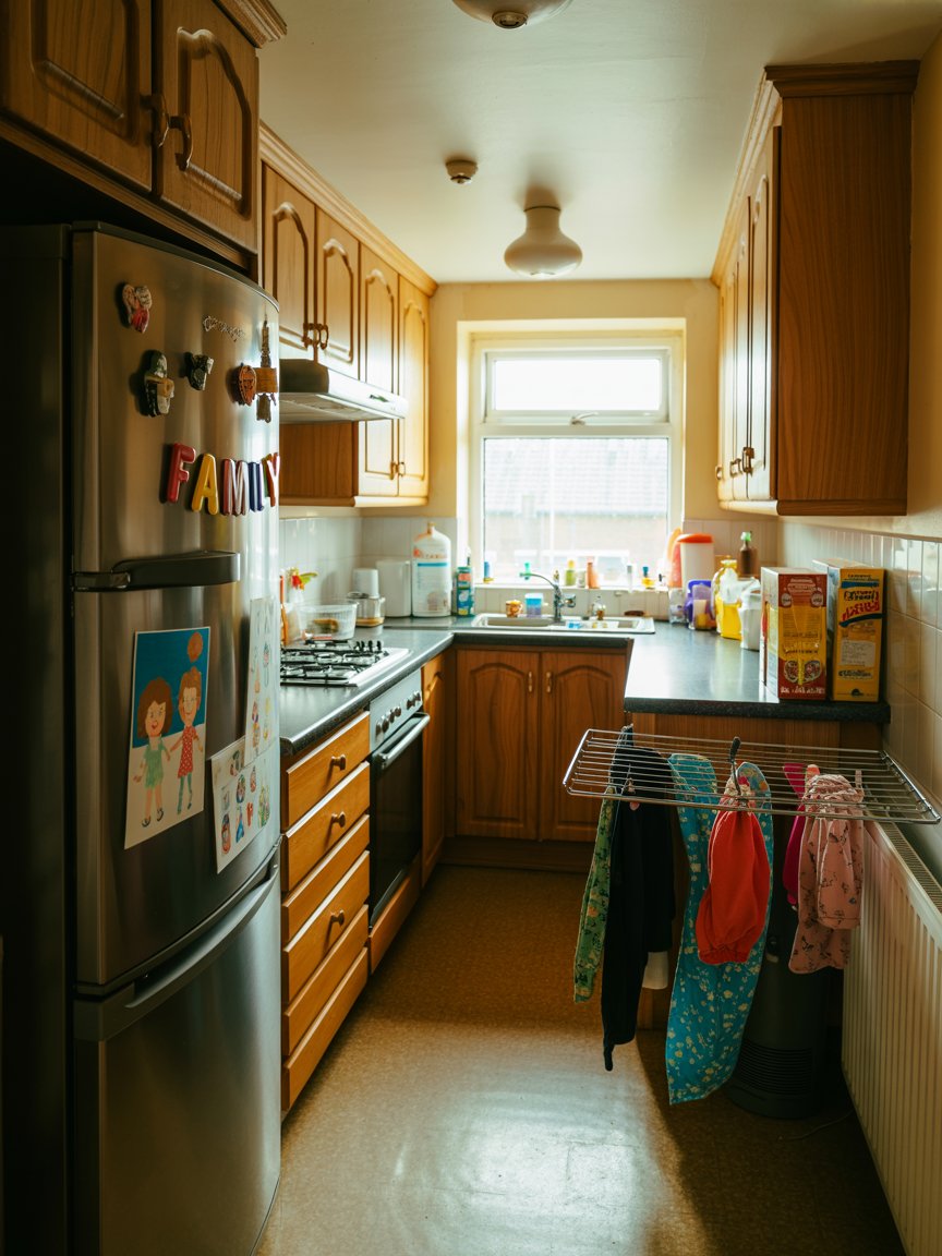 Cozy kitchen with wood cabinets