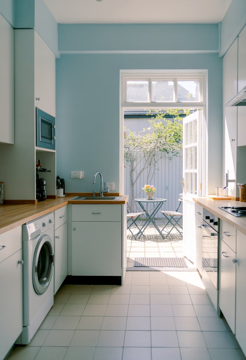 Bright kitchen with large windows