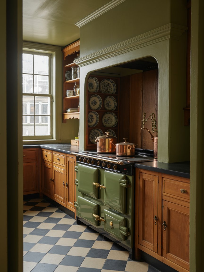 Kitchen with vintage green appliances