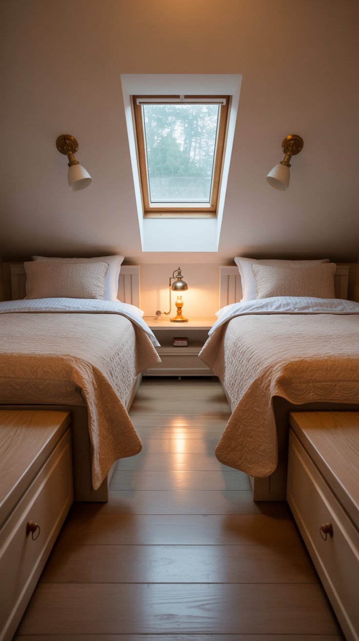 Cozy Attic Bedroom with Twin Beds