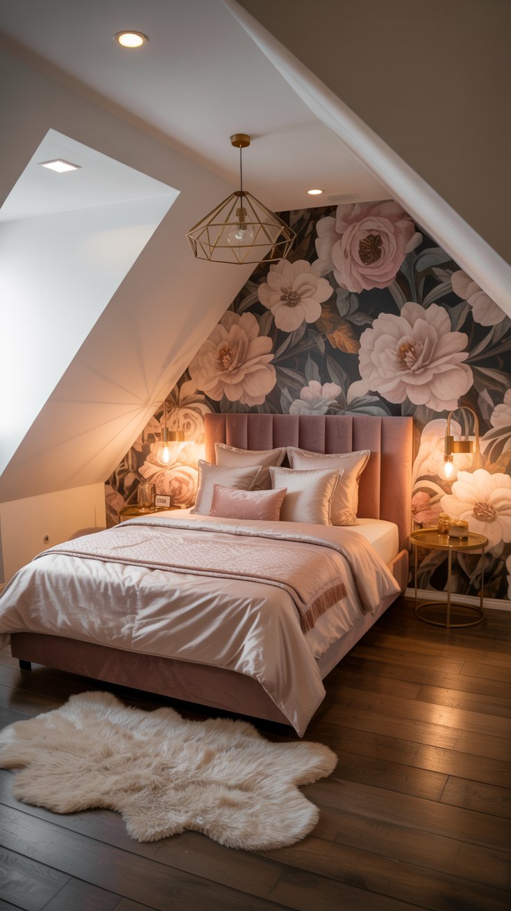 Attic Bedroom with Floral Accents