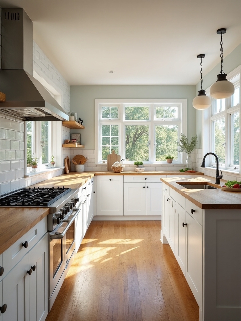 farmhouse kitchen with abundant natural light