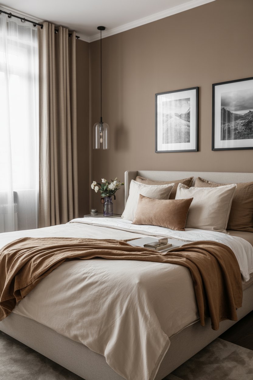 Modern minimalist bedroom interior